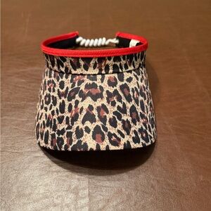Leopard Print Visor with Red Trim